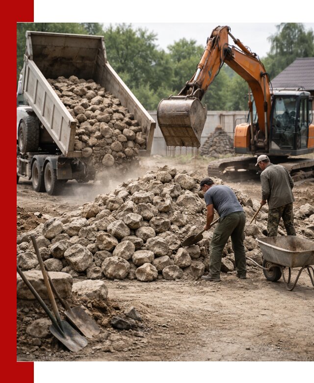 Доставка и разгрузка бутового камня в Саратове