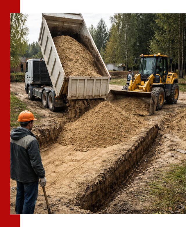 Доставка песчаного грунта в Саратове для строительных работ