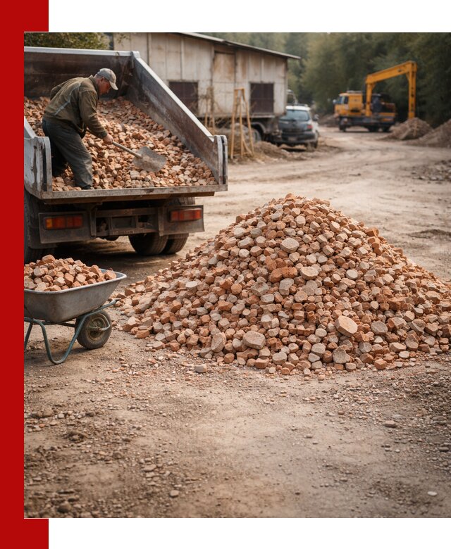 Доставка и подушка из боя кирпича с разгрузкой в Саратове