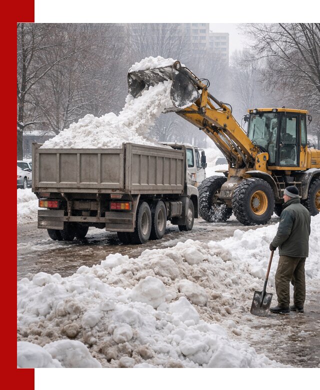 Вывоз снега грузовой техникой в Саратове оперативно и чисто