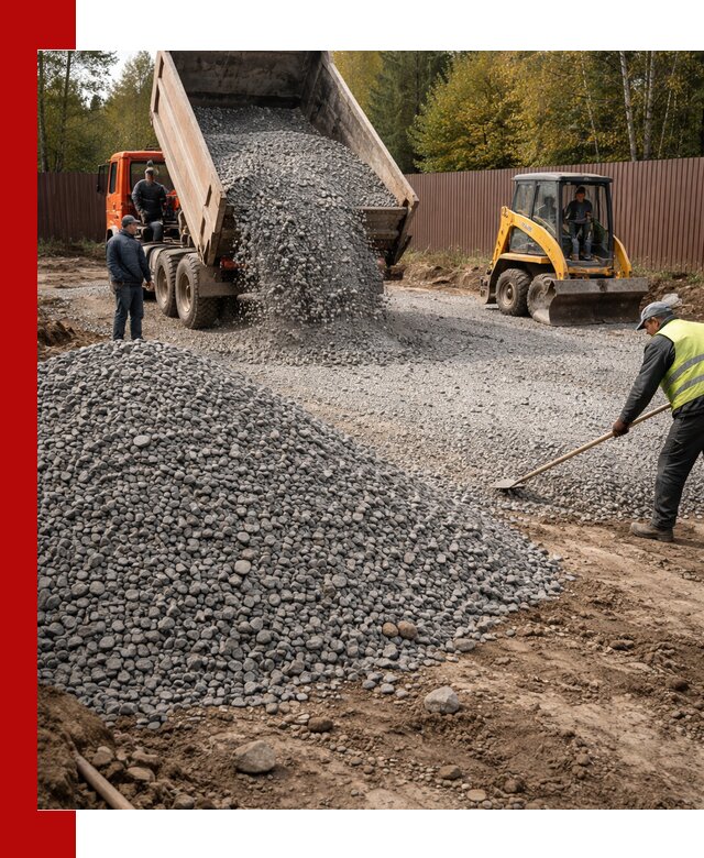 Отсыпка участка щебнем с доставкой и уплотнением в Саратове